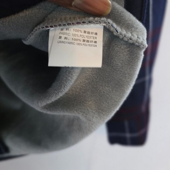 Mens Navy Blue Plaid Flannel Button Down Shirt Xl Soft Fleece Lined - Picture 5 of 8